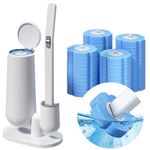 KAHIOE Disposable Toilet Brush with 24PCS Cleaner Refills, Bathroom Bowl Wand Holder Set for Sink Bathtub Wash Basin Mop Pool (Toilet Cleaning Kit)