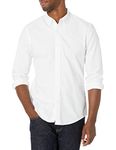 Amazon Essentials Men's Slim-Fit Long-Sleeve Solid Pocket Oxford Shirt, White, Large