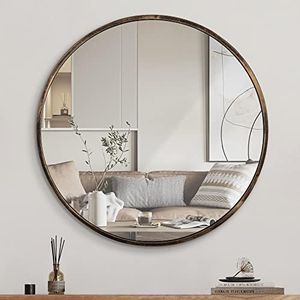 1st owned Round Wall Mirror Bronze 20 Inch -Circular Metal Framed Wall Mounted Mirror, Hanging Round Wall Mirror Modern Decorative for Entryway，Bathroom, Living Room, Bedroom