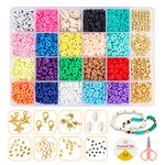 panxoey Polymer Clay Beads - 4500Pcs Flat Round Clay Spacer Beads, Disc Beads For Jewelry Making, 20 Colors Handmade Loose Beads, Diy Clay Heishi Beads Set For Bracelet/Necklace/Earring, Multicolor