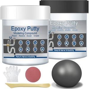 Metal Epoxy Putty for Repair, 2 Part 16Oz Epoxy Putty Filler Fast Repair Pool Putty for Leaks Underwater Self-Hardening Putty for Metal, Wood, Tile, Plastic, Ceramics AB Epoxy Clay for Sculpting Grey
