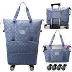 4 in1 Expandable Travel Bag with Removable Wheels,Expandable Foldable Duffel Bag Suitcases,Detachable Rolling Wheels,Rolling Duffle Bag with Wheels,Suitcases with Wheels,Carry on Luggage (Blue)