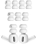A-Focus [9 Pairs] Compatible with AirPods Pro Ear Tips, Silicone Replacement S/M/L 3 Size Fit in Charging Case Earbuds Tips with Storage Box Compatible with AirPods Pro (4S 3M 2L White)