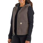 Carhartt Women's Washed Duck Hooded Vest, Taupe Gray, Medium