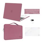 MOSISO Compatible with MacBook Pro 13 inch Case M2 2023, 2022, 2021-2016 A2338 M1 A2251 A2289 A2159 A1989 A1708 A1706,Plastic Hard Shell&Bag&Keyboard Skin&Webcam Cover&Screen Protector,Tea Petal Pink