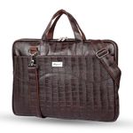 Bagneeds® Croco PU Leather Laptop Messenger Bag for Men and Women (Brown)