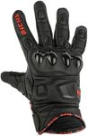 Richa Rock CE Approved Men’s Motorcycle Gloves – Protective Leather Short Gloves with Knuckle Armor, Breathable Vents, Flexible Fit & Reinforced Palm (Black/Red, L)