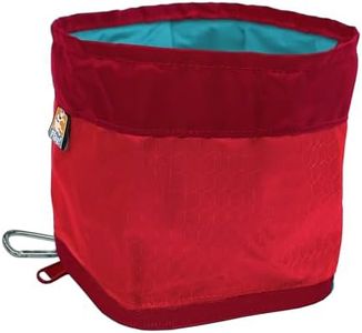 Kurgo Zippy Bowl for Dogs, Collapsible Travel Dog Bowls, Pet Food & Water Hiking Container, Food Grade Silicone, Travel Accessories for Pets, Includes Carabiner, Holds 48 oz (Barn Red)
