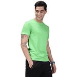 Sporto Men's Super Soft Fluid Cotton Solid T-Shirt | 2-Way Stretch, Wrinkle-Free | Tender Green