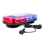 WE LITING Red & Blue LED Strobe Roof Light Super Bright 48 LED Car Roof Top Emergency Warning Light 12V-24V Recovery Strobe Beacon Light 16 Flash Modes with Magnetic Base For Car Truck Vehicles (1PCS)