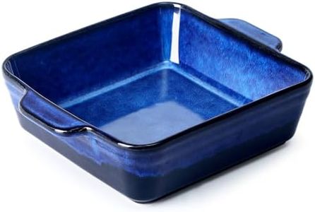 2L Ceramic Baking Dish Oven Safe, 8.6in Square Porcelain Lasagna Pan, Stoneware Square Baking Pan Bakeware (8.6in-Mazarine)