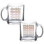 Tipit Drinkware Pregnancy Gift - Mama Daddy Glass Coffee Mug Set - Gift Set for New Parents to Be-Baby Shower Gifts for Parents -Mom and Dad Mugs for Expecting Parents