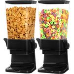 Mivvosakuki Double Cereal Dispenser Countertop Large Cereal Containers Storage Dispenser For Pantry Dry Food Dispenser Countertop Rice Candy Dispenser Machine For Snack,Nuts, Granola(Black,2PC)