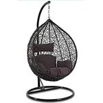 Alishacraft Furniture Single Seater Swing Chair with Stand & Cushion Outdoor Indoor Balcony Garden Patio,Powder Coated Frame,UV Protected Wicker,Premium Cushion NS-40