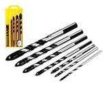 Multi Purpose Drill Bit Set 7PCs 3,4,5,6,8,10,12mm Tungsten Carbide Tip for Porcelain Ceramic Tile, Marble, Stone, Mild Steel, Brick, Glass, and More