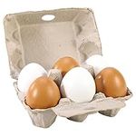 SOKA 6 Wooden Fake Eggs in Carton Pretend Play Toys Realistic Food Playset Role Play Game Early Educational Development for Kids Children Girls Boys 3 years old +