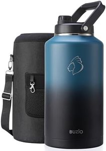 BUZIO 2 Gallon Water Bottle Insulated, (Cold for 48 Hrs) 256oz Extra Large Water Jug Stainless Steel, 4.4in Big Wide Mouth Leak Proof Metal Flask with Handle for Camping,Work,Travel, Indigo Black