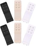 Akstore 6 Pieces Women's Soft Comfortable Elastic Bra Extenders Bra Extension Strap 2 Hook 3 Row Lady's Bra Extender Bra Band - - One size