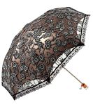 Honeystore Lace Travel Parasol Twice Folding Anti-uv Sunshade Windproof Umbrella Black