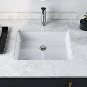 DeerValley Rectangular Undermount Bathroom Sink,19.72"x15.59"x6.54" Modern Vessel Sink White Undermount Bathroom Sink Rectrangle Porcelain Ceramic Lavatory Vanity Vessel Sink with Overflow