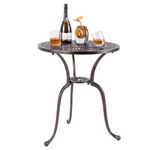 Giantex 24” Patio Bistro Table, Cast Aluminum Outdoor Side Table with 2" Umbrella Hole, All-Weather Resistant Round Patio Dining Table for 2 for Front Porch, Pool, Backyard, Garden, Balcony