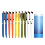 WIN Guide Ball Pens | 10 Blue Ink Pens and 10 Refills | 0.6 mm Tip for Smooth Writing | Refillable Pens for Students | School, Office & Business Use | Stationery for Exams