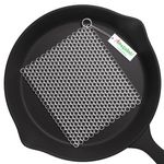 Amagabeli 8"x6" Stainless Steel Cast Iron Cleaner 316L Chainmail Scrubber for Cast Iron Pan Pre-Seasoned Pan Dutch Ovens Waffle Iron Pans Scraper Cast Iron Grill Scraper Skillet Scraper