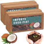 Coco Coir Brick for Plants, 4 Pcs 100% Organic Compressed Coconut Fiber Substrate, Natural Coco Soil with Low EC and PH Balance for Indoor Outdoor Plants Reptiles Gardening Flowers Vegetables Herbes