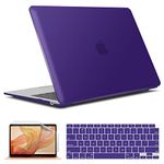 iBenzer Compatible with New MacBook Air 13 inch case 2022 2021 2020 M1 A2337 A2179 A1932, Hard Shell Case&Keyboard Cover&Screen Film for Mac Air 13 with Touch ID, Ultra Purple, CA-MAT13-UAPU+2