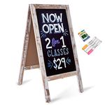 Board2by Heavy Duty A-Frame Magnetic Chalkboard Sign- 40" X 20" Large Folding Sandwich Board Standing Sidewalk Sign, Freestanding Chalk Board Easel for Restaurant, Business or Wedding, Classic White