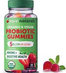 Yuve Vegan USDA Organic Probiotic Gummies - 5 Billion CFU - Promotes Digestive Health & Immunity - Helps with Constipation, Bloating, Detox, Leaky Gut & Gas Relief - Natural, Non-GMO, Gluten-Free 30ct