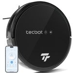 TECBOT S1 Robot Vacuum Cleaner Slim 120Mins Runtime 2-in-1 Robot Sweeping or Mopping Self-Charging WiFi&App&Remote Control Robotic Vacuum Cleaner for Home Pet Hair Hard Floors,Black