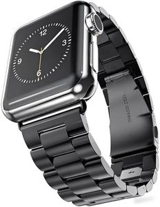 U191U Metal Bands Compatible with Apple Watch Band 41mm 40mm 38mm, Dressy Stainless Steel Chain Strap for Men iWatch Series Ultra/Ultra2/9/8/7/6/5/4/3/2/1 SE, Silver/Black