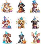 9pcs Dog Birthday Cake Iron On Heat Transfer Stickers Ready to Press Vinyl Decal Patches for Jeans T-Shirt Jackets Backpacks Pillows DIY Appliques Decor