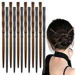 12 PCS Wood Hair Sticks Bamboo Shape Hair Sticks Wooden Hair Pin Hair Sticks for Buns Japanese Chinese Hair Chopstick Retro Hair sticks Hanfu Pins Holders for Long Hair Women（2 color）