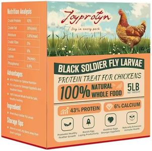 Joyprotyn 5LB Dried Black Soldier Fly Larvae for Chicken– 85X More Calcium Grubs Than Mealworms for Strong Eggshells & Healthy Growth - High Protein for Chickens, Birds, Ducks, Geese & Pets