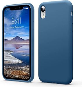 Flyzoo Cover Silicone Liquido per iPhone XR (2018), 6,1 Pollici, Custodia Protettiva con Tutto Il Corpo Tocco Morbido Setoso, 4 Strati Protezione Completa Antiurto con Fodera in Microfibra, Blu
