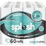 Splesh by Cusheen 3-ply Toilet Roll - Unscented (60 Pack) Soft, Quilted Bulk Toilet Rolls, Toilet Tissue and Loo Rolls – Eco-Friendly Toilet Paper Sustainably Crafted in The UK