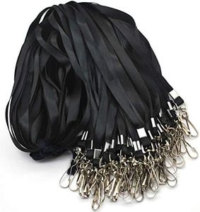 Beebel Black Lanyard Bulk Lanyards for Id Badges Flat Lanyard with Badge Clip Swivel Hook 50 Pack