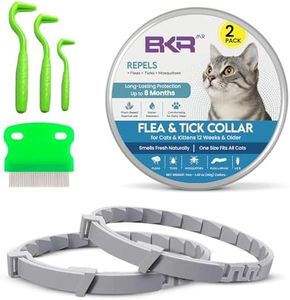 BKRMART Cat Flea and Tick Collar (2 Pack) – Natural Waterproof Flea Collar for Cats & Kittens with 8 Month Protection Adjustable Cat Flea Collar Includes Tick Removal Tools & Flea Comb
