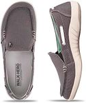 WALK·HERO COMFORT AND SUPPORT Womens Slip On Shoes - Casual Boat Loafers Shoes for Women with Arch Support - Plantar Fasciitis Canvas Sneakers for Daily Walking, Dark Grey, 6.5