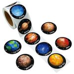 Space Planet Stickers for Children, 1 Volume 500 Sheets Solar System Stickers, Planet Outer Space Stickers, Space Planet Solar System Stickers, for Teacher, Multicolor, 3.8 cm