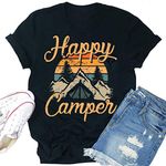 YourTops Women Happy Camper T-Shirt (M, Black)