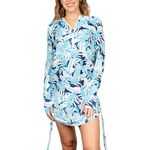 Banana Boat UPF 50+ Women's Adjustable Long Sleeve Printed Swim Dress UV Sun Protection Floral Dress | Sun Dress for Women, Nice/Navy, S