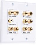 Cable Matters Double Gang 5.1 Speaker Wall Plate (Home Theater Wall Plate, Banana Plug Wall Plate) in White