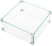 GarveeLife Fire Pit Wind Guard, 18.5X 18.5X 6Inch Glass Wind Guard, Squarer Glass Shield, 0.3" Thick Fire Table, Clear Tempered Glass Flame Guard, Fire Pit Glass Wind Guard