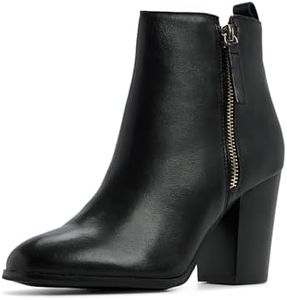 ALDO Women's Noemieflex Block Heel Ankle Boot, Black Leather, 7.5