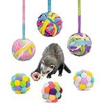 HAICHEN TEC Ferret Toys Ball Set Woolen Yarn Cats Balls with Built-in Bell Soft Colorful Pompom Balls Interactive Sound Toy Exercise Scratch Play Chew Toys for Indoor Pet Cat Kitten (6 Pack)