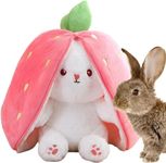 9.84-Inch Hide-and-Seek Bunny Plush Toys, Easter Rabbit Stuffed Animal Dolls, Cute Rabbit Plush Dolls with Zippered Double-Sided Pillow Wrap