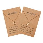 Sisters Necklace for 2, Sun and Moon Matching Necklaces Birthday Christmas Gifts for Girls Women BFF, Stainless Steel, No Gemstone